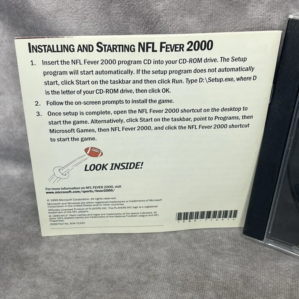 Microsoft NFL Fever 2000 PC CD-ROM MS 1999 game for Windows 95/98